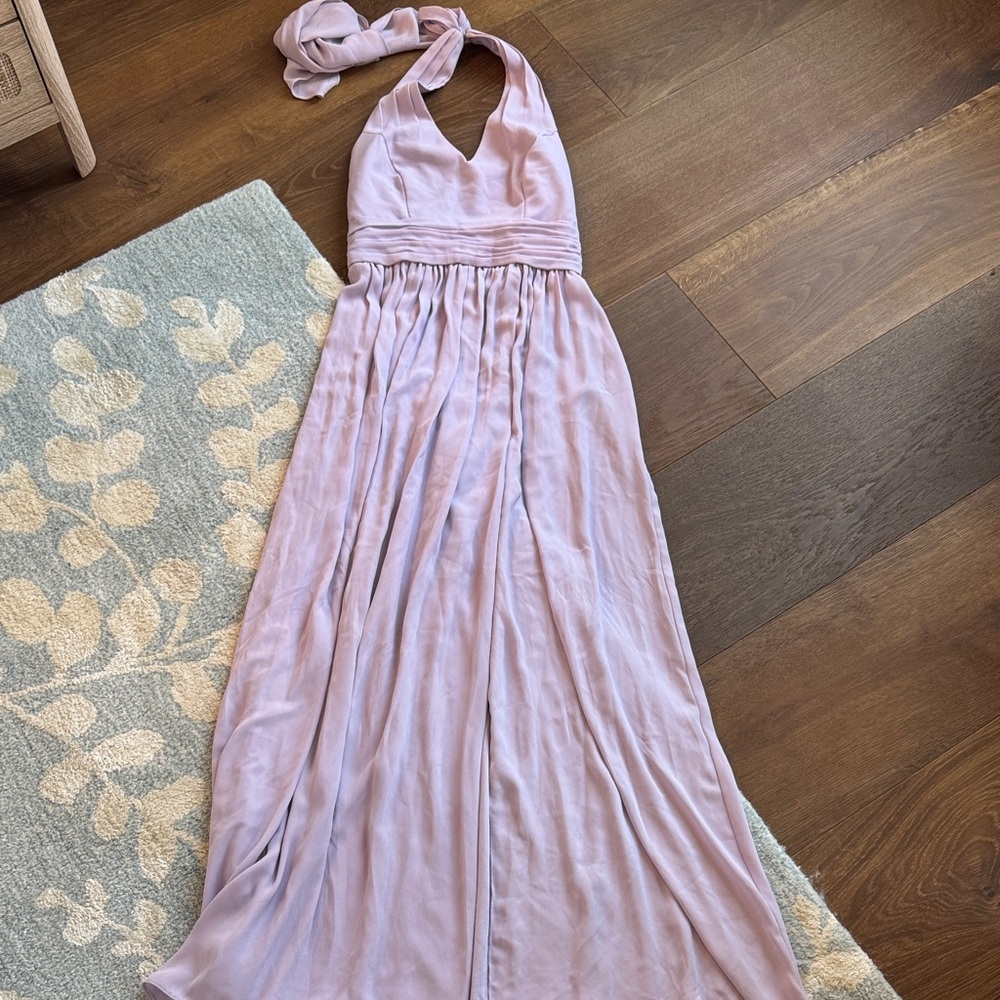 David's Bridal Lilac Halter Prom Dress